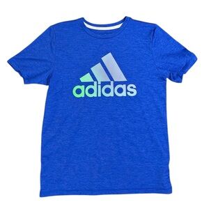 Adidas | Kids Blue Logo Short Sleeve Performance T-Shirt, Size Medium